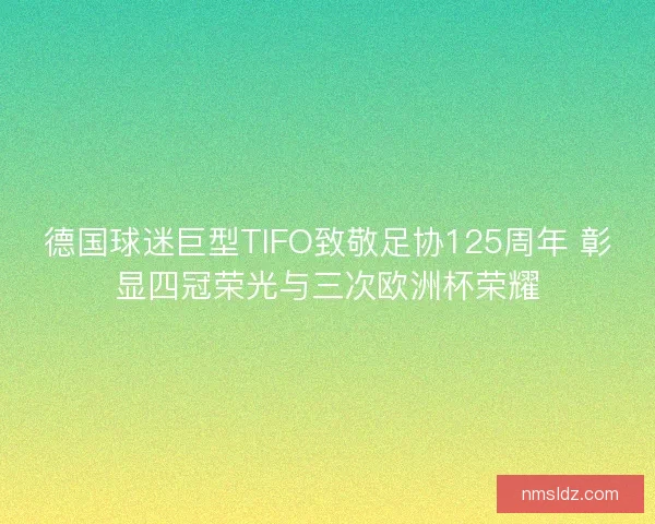 德国球迷巨型TIFO致敬足协125周年 彰显四冠荣光与三次欧洲杯荣耀