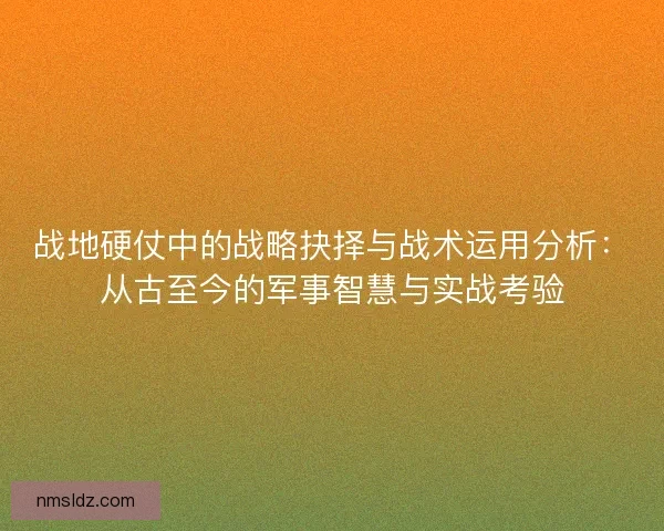 战地硬仗中的战略抉择与战术运用分析：从古至今的军事智慧与实战考验