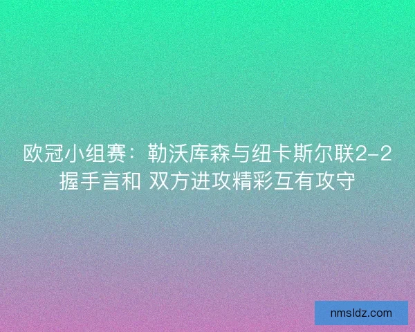 欧冠小组赛：勒沃库森与纽卡斯尔联2-2握手言和 双方进攻精彩互有攻守